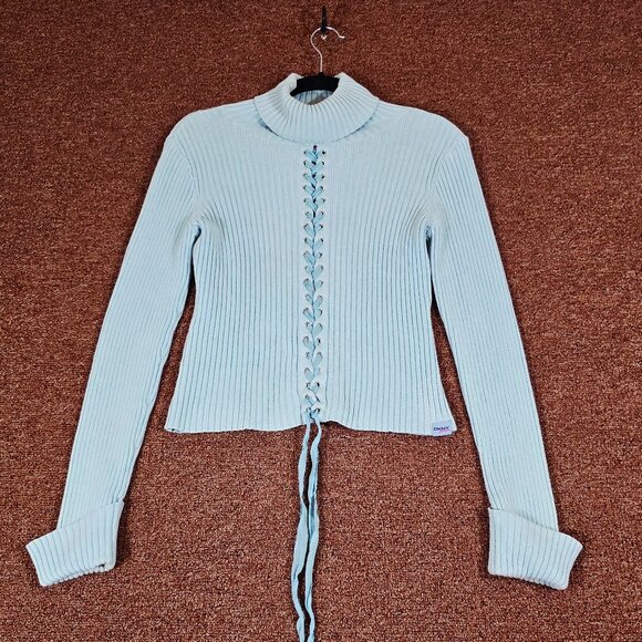 Dkny Sweaters - DKNY Jeans  Turtleneck Tie Up Sweater Sz L Pre-owned